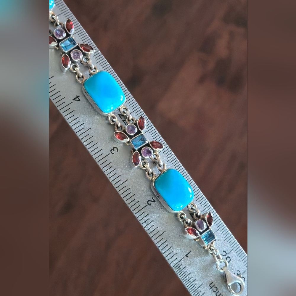 Nicky Butler Turquoise Garnet 925 Sterling Silver Designer Bracelet Amethyst NB - Picture 16 of 16